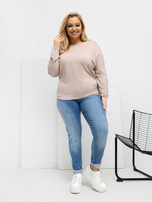 Beżowa bluzka plus size z miękkiego modalu