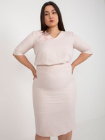 Hurtownia Jasnoróżowa spódnica plus size od kompletu