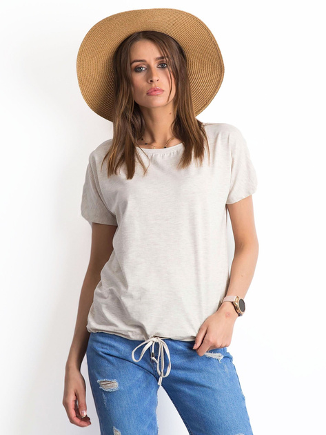 Beżowy melanżowy t-shirt Curiosity