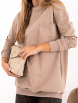 Dunkelbeige Kleid mit Tasche Hanely RUE PARIS.