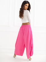 Ciemnoróżowe sztruksowe spodnie alladynki