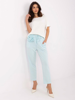 Hurt Miętowe dresowe spodnie z prostą nogawką 