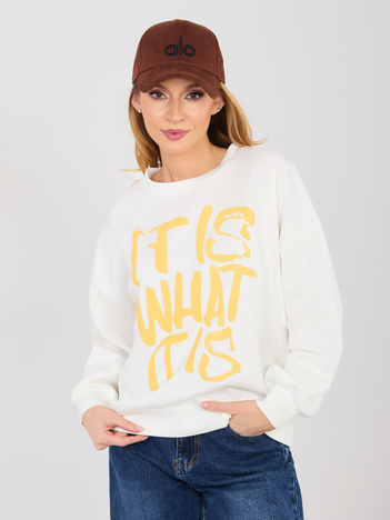 Ecru dresowa bluza z okrągłym dekoltem RUE PARIS 