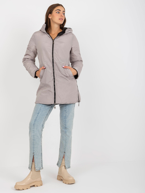 Hurt Czarno-beżowa dwustronna kurtka zimowa z kapturem