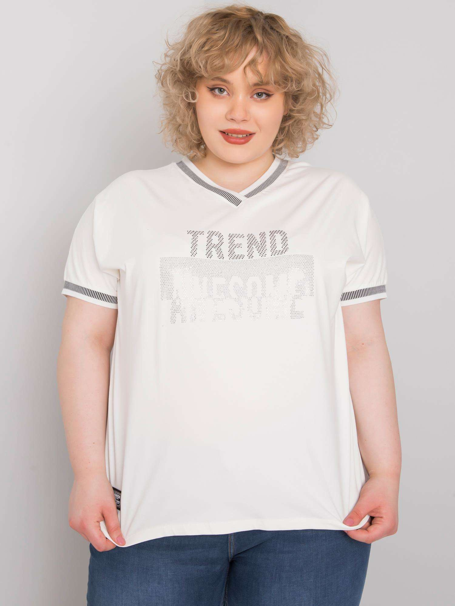 Weiße Plus-Size-Bluse mit Applikation Billi.