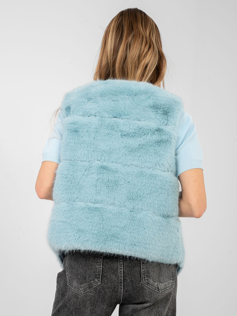 Miętowa futrzana kamizelka z kieszeniami