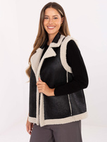 Czarna damska kamizelka z kożuszkiem