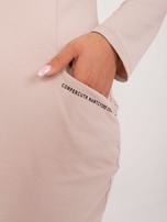 Hurt Beżowa dresowa sukienka plus size z bawełny