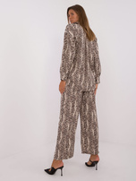 Hurt Beżowo-czarny komplet casualowy we wzory