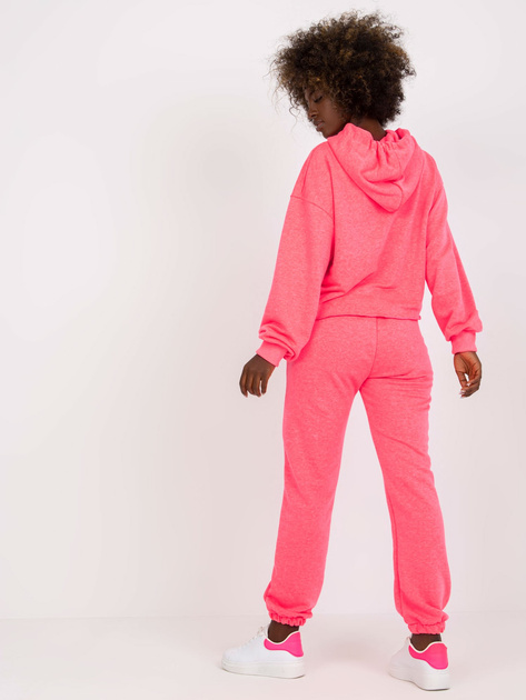 Fluo różowy dwuczęściowy komplet dresowy z bawełny
