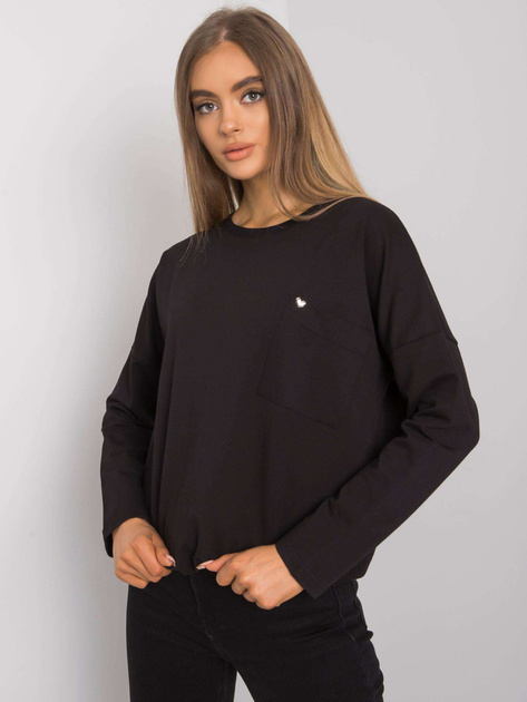Czarna bluzka basic z kieszenią Norine 