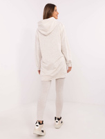 Hurt Jasnobeżowy melanżowy komplet z bluzą z rozcięciami