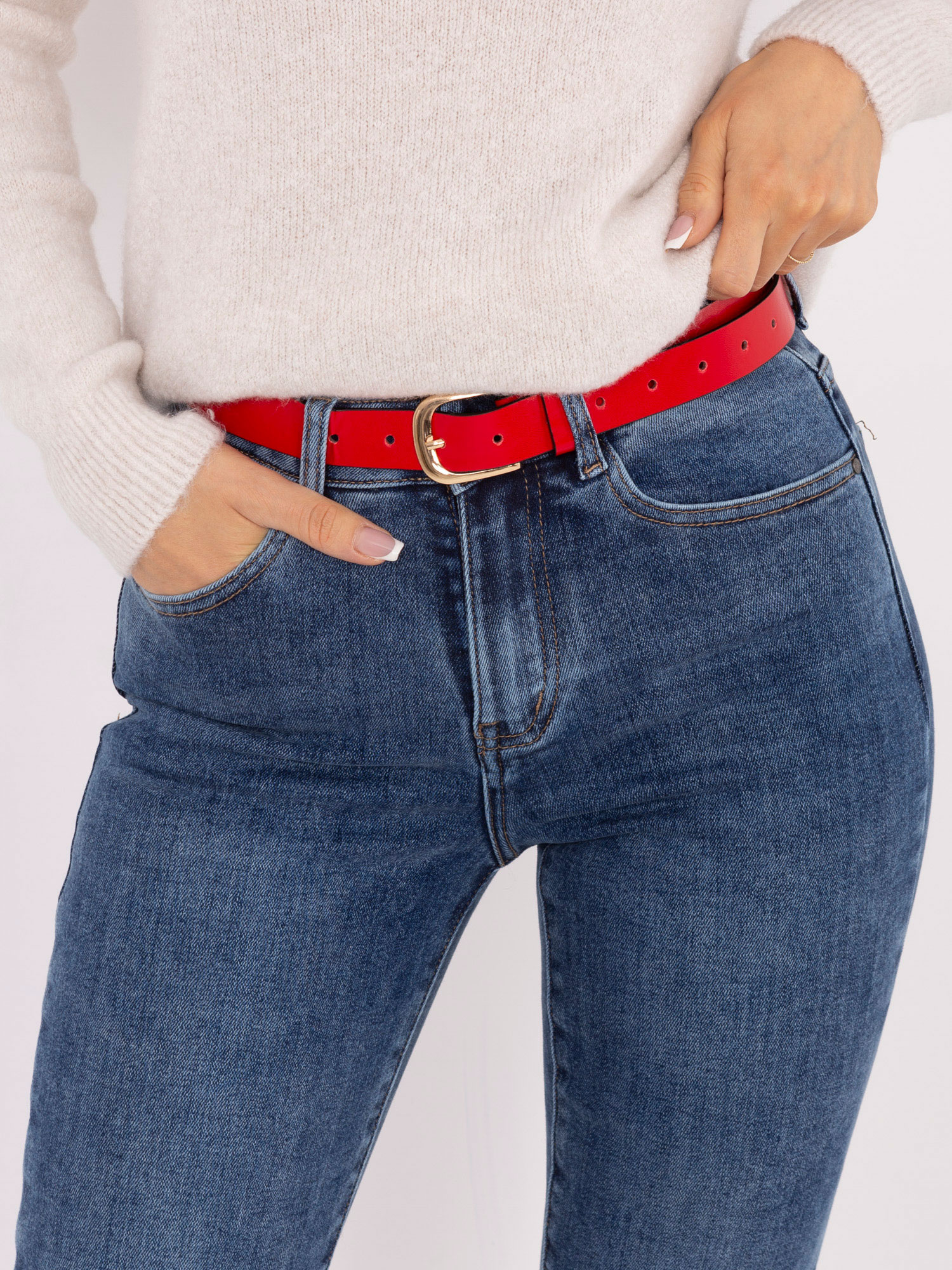 Ciemnoniebieskie jeansy skinny z wysokim stanem