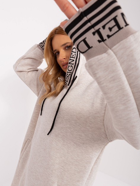 Hurt Jasnobeżowa melanżowa sukienka dresowa z kapturem