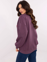 Hurt Ciemnofioletowa damska bluza bez kaptura z ociepleniem