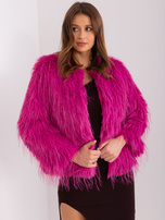 Hurtownia Fuksjowa damska kurtka przejściowa futrzana