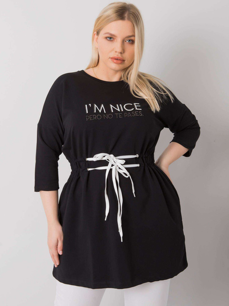 Czarna tunika plus size z wiązaniem Tulsa