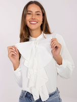 Ecru elegancka koszula z żabotem 