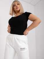 Bílé tepláky plus size z bavlny Banni.
