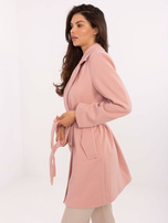 Light pink double-breasted coat with pockets RUE PARIS.