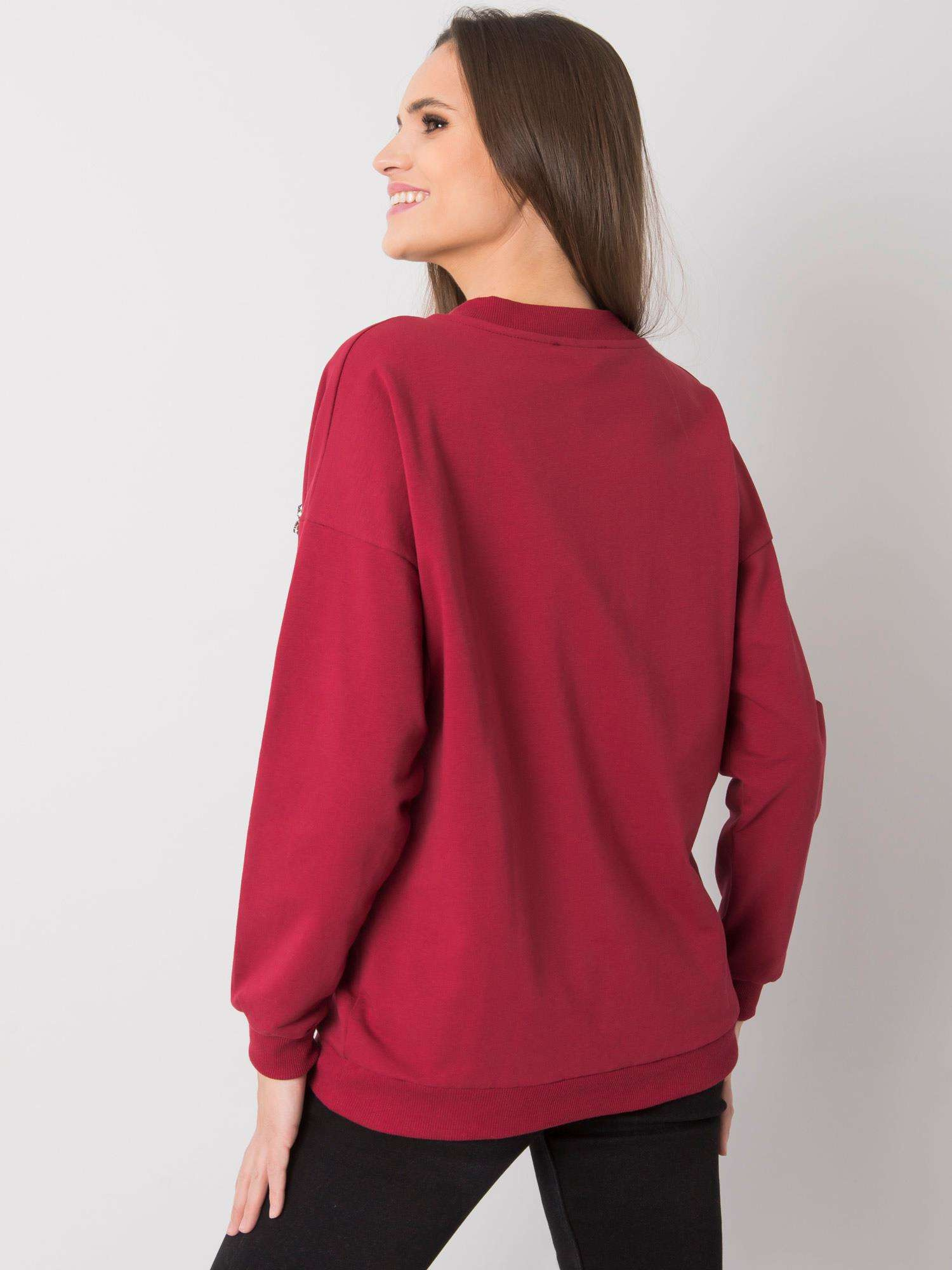 Bordeauxfarbener Pullover mit Applikation Marsylia RUE PARIS.