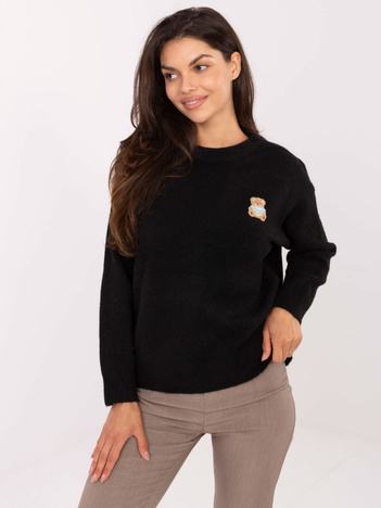 Czarny damski sweter z długim rękawem