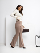 Ciemnobeżowe spodnie dzwony bez zapięcia RUE PARIS 