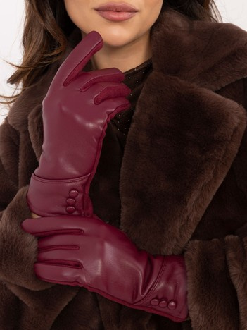 Wholesale Burgundy Women's Gloves with Buttons