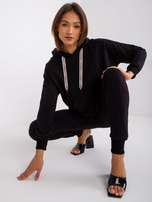 Czarny dresowy komplet damski z kapturem Alejandra