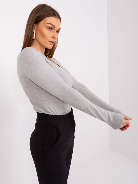 Hurt Szary klasyczny sweter z wiskozą