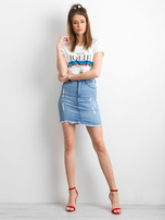 Blue denim skirt