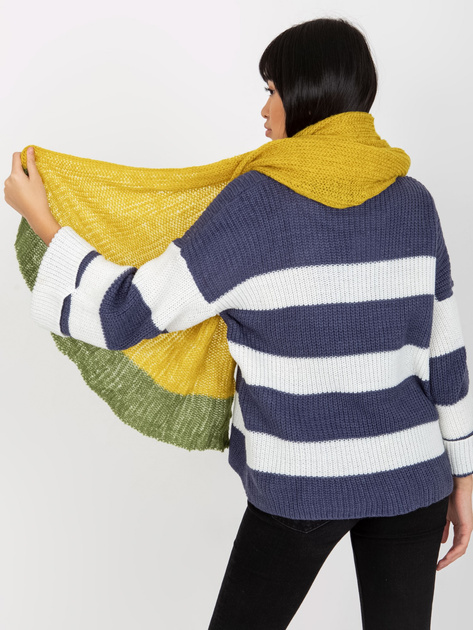 Hurt Żółto-zielony dwukolorowy szal damski z dzianiny