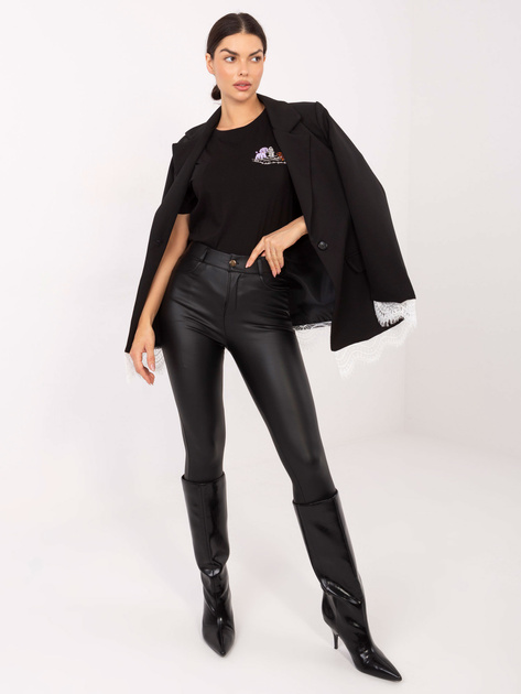 Czarny damski t-shirt z bawełny