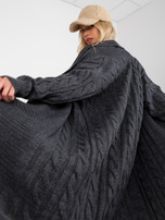 Hurt Ciemnoszary trzyczęściowy komplet dzianinowy z kardiganem 