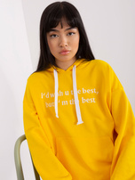 Hurtownia Ciemnożółta damska bluza kangurka z napisem