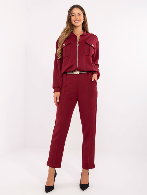 Bordowy komplet z ozdobną gumką na spodiach