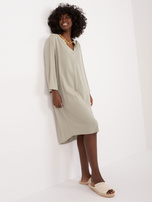 Wholesale Khaki loose dress with pockets SUBLEVEL.