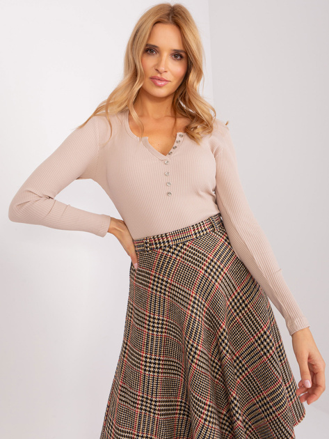 Hurt Beżowa bluzka w prążek BASIC FEEL GOOD