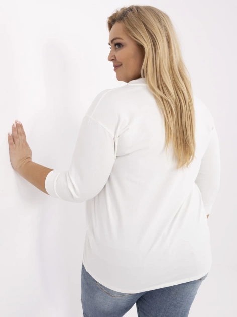 Ecru damska bluzka plus size z rękawem 3/4