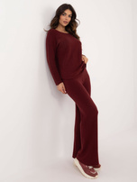 Bordowy dzianinowy komplet z wiskozą