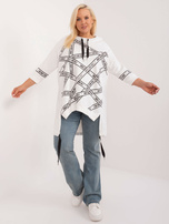 Hurtownia online Ecru długa bluzka plus size z napisami