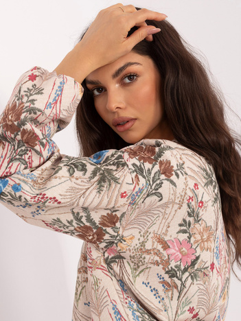 Zielona przejściowa kurtka z roślinnym nadrukiem