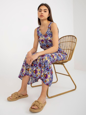 Hurt Fioletowa letnia sukienka we wzory FRESH MADE