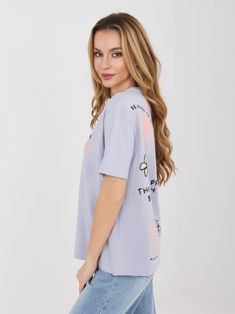 Jasnofioletowy t-shirt z letnim nadrukiem SUBLEVEL