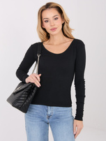 Czarny dopasowany longsleeve z bawełny 