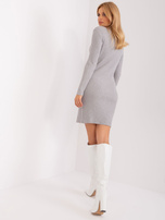 Hurtownia Szara damska sukienka z dzianiny