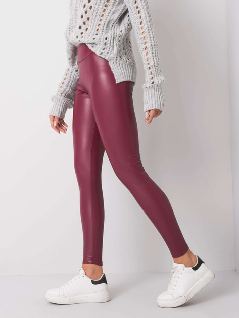 Bordowe legginsy ze skóry ekologicznej Briana RUE PARIS