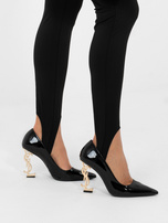 Czarne damskie legginsy zakładane na palec RUE PARIS 