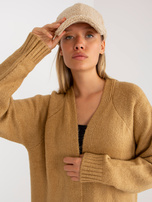 Hurt Camelowy długi kardigan z kieszeniami RUE PARIS 