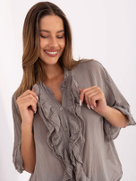 Ciemnobeżowa rozpinana koszula z bawełny 